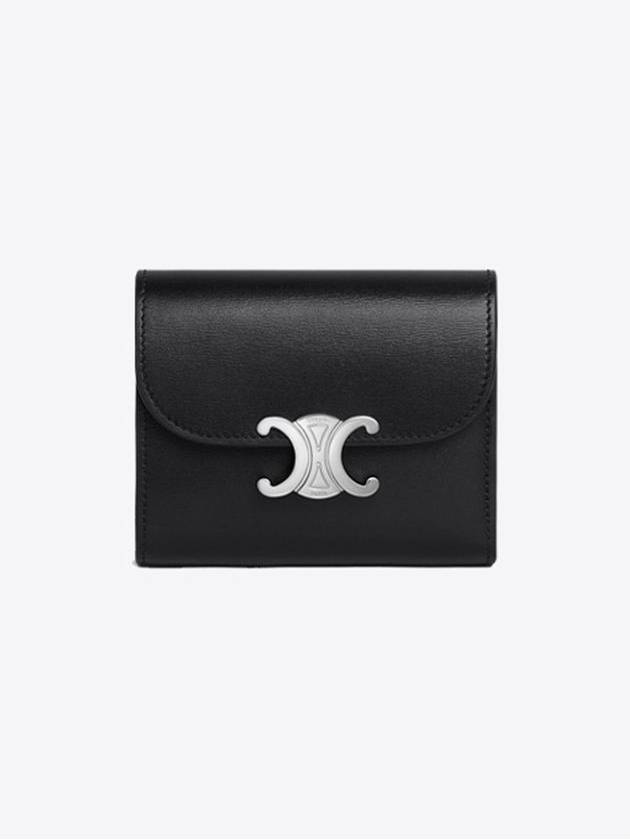 Shiny Triomphe Small Calfskin Half Wallet  Black - CELINE - BALAAN 2