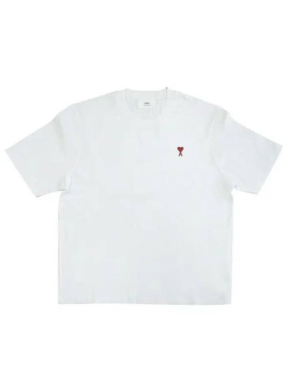 Small Heart Logo Boxy Fit Short Sleeve T-Shirt White - AMI - BALAAN 2