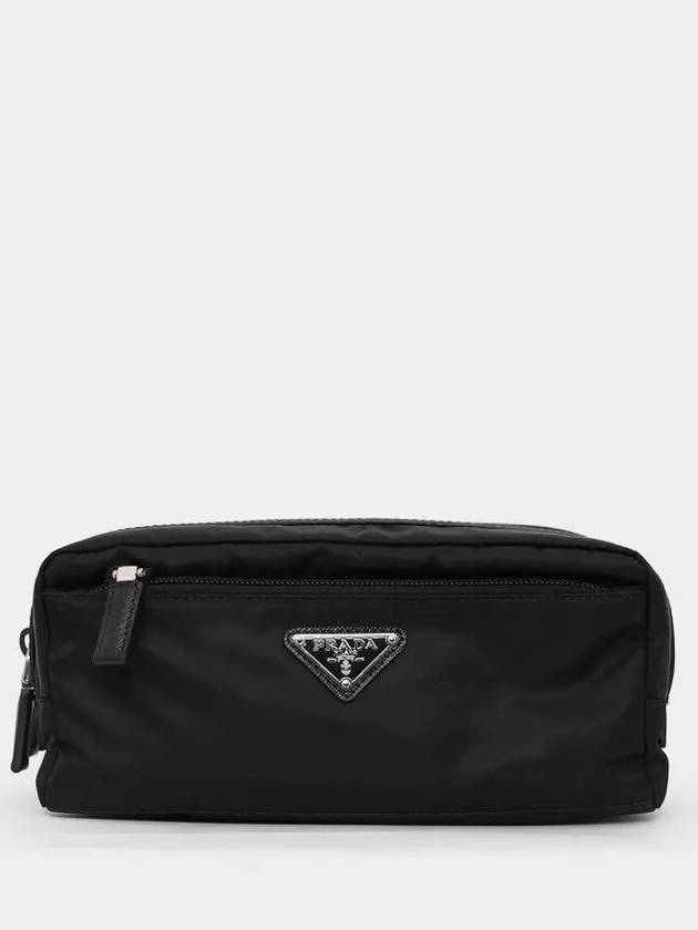 Triangle Logo Nylon Pouch Bag Black - PRADA - BALAAN 4