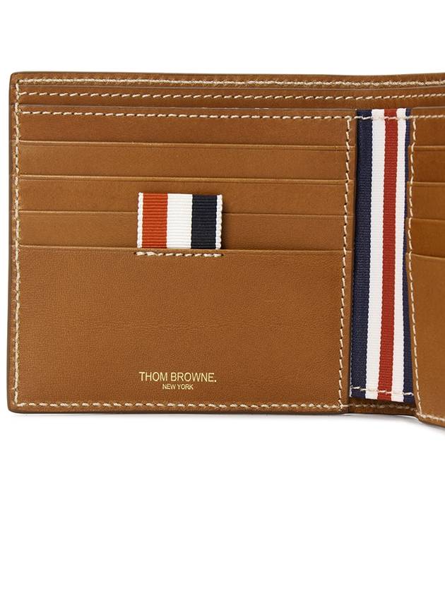 Vacchetta Leather Bill Fold Wallet Natural Brown - THOM BROWNE - BALAAN 7