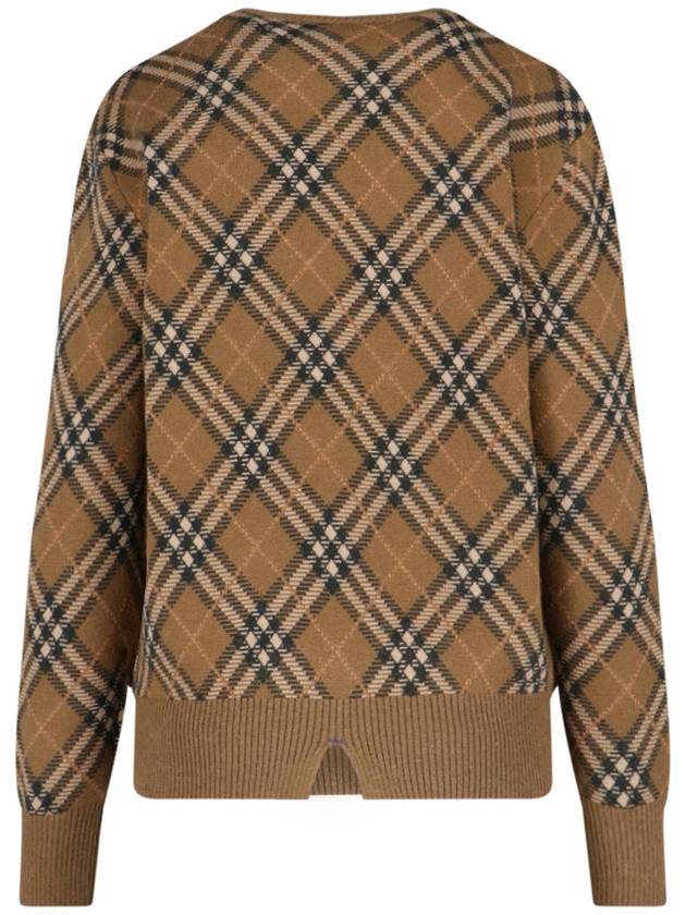 Check Wool Mohair Blend Knit Top Brown - BURBERRY - BALAAN 3