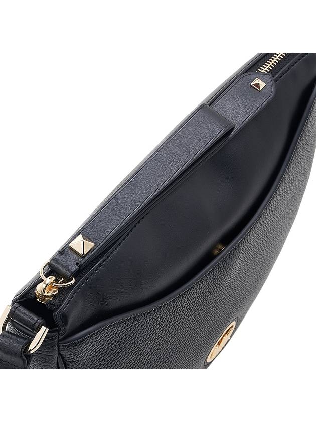 Logo Plaque Leather Saddle Shoulder Bag Black - MICHAEL KORS - BALAAN 10