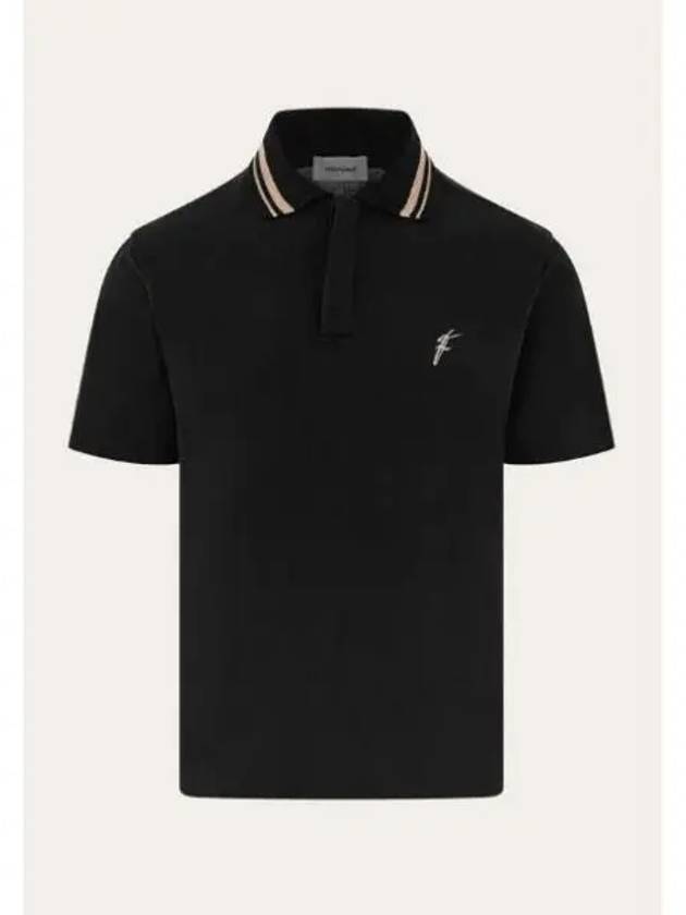 Embroidery Polo Shirt Black - SALVATORE FERRAGAMO - BALAAN 2