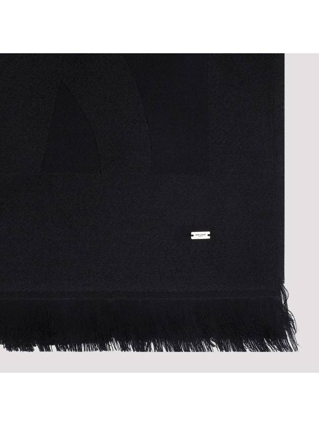 Cassandra Monogram Wool Jacquard Scarf Black - SAINT LAURENT - BALAAN 3