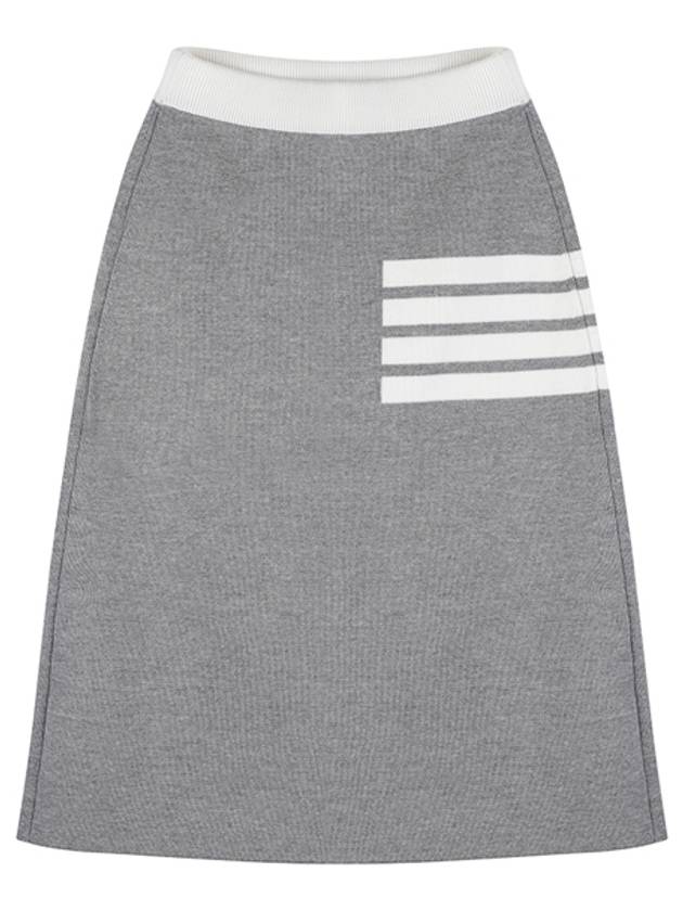 Double Face Merino 4 Bar A Line Skirt Light Grey - THOM BROWNE - BALAAN 2