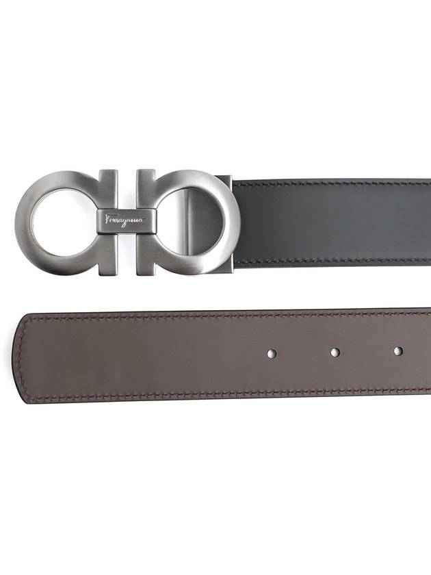 Gancini Reversible Adjustable Leather Belt Black Dark Brown - SALVATORE FERRAGAMO - BALAAN 4