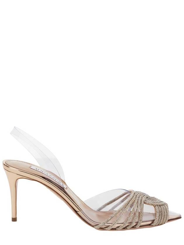 'Gatsby' Silver Crystal Embellishment Pumps With Sheer Slingback Strap In Pvc Woman Aquazzurra - AQUAZZURA - BALAAN 1