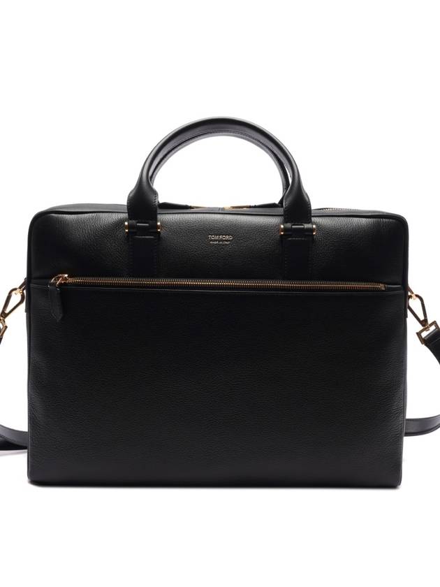 Shiny Grain Leather Brief Case Black - TOM FORD - BALAAN 3