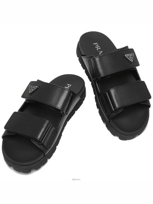 Strap Leather Sandals Black - PRADA - BALAAN 5