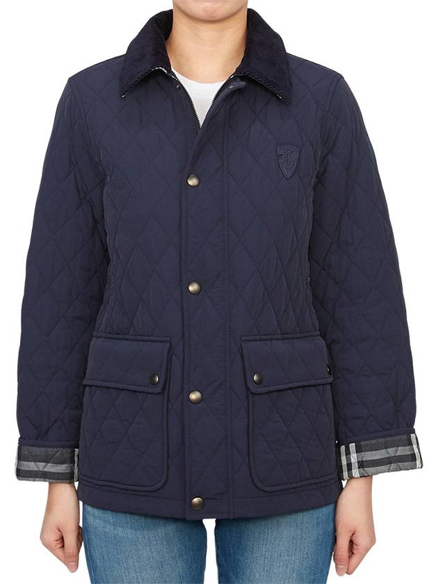 Corduroy Collar Quilted Jacket Navy - BURBERRY - BALAAN 4