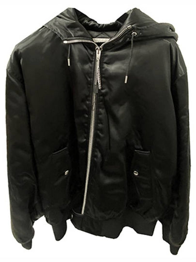 Bomber Jacket in Satin Finish Nylon Black - CELINE - BALAAN 2