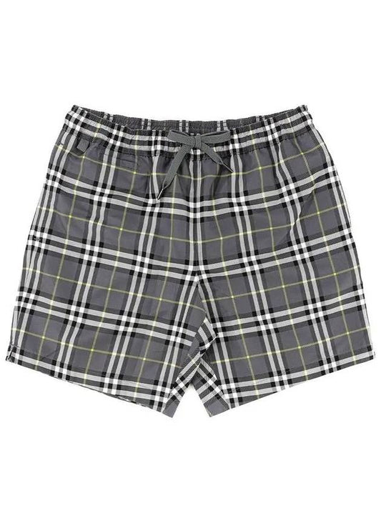 Men's Check Drawcord Swim Shorts Storm Gray - BURBERRY - BALAAN 2