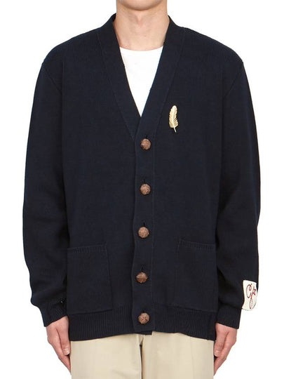 Men's Feather Patch Cardigan Dark Blue - GOLDEN GOOSE - BALAAN 2