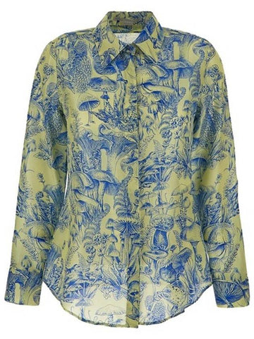 Stella McCartney Ladies Yellow Washed Silk Fungi Forest Print Top, Brand Size 34 (US Size 0) - STELLA MCCARTNEY - BALAAN 1