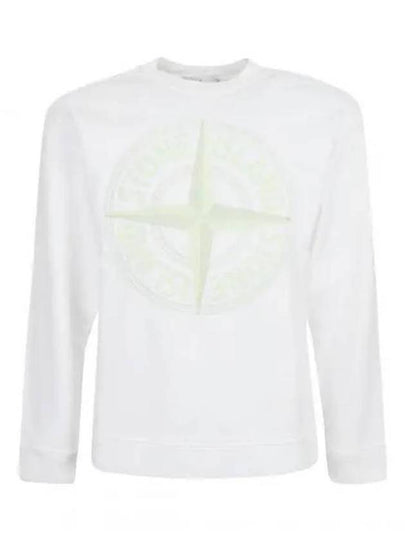 Garment Dyed Stitches Four Print Crewneck Sweatshirt White - STONE ISLAND - BALAAN 2