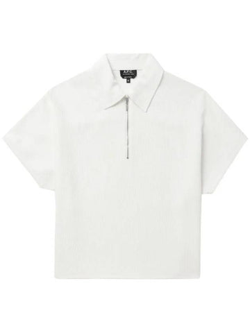 Half Zip-Up Short Sleeve PK Shirt White - A.P.C. - BALAAN 1