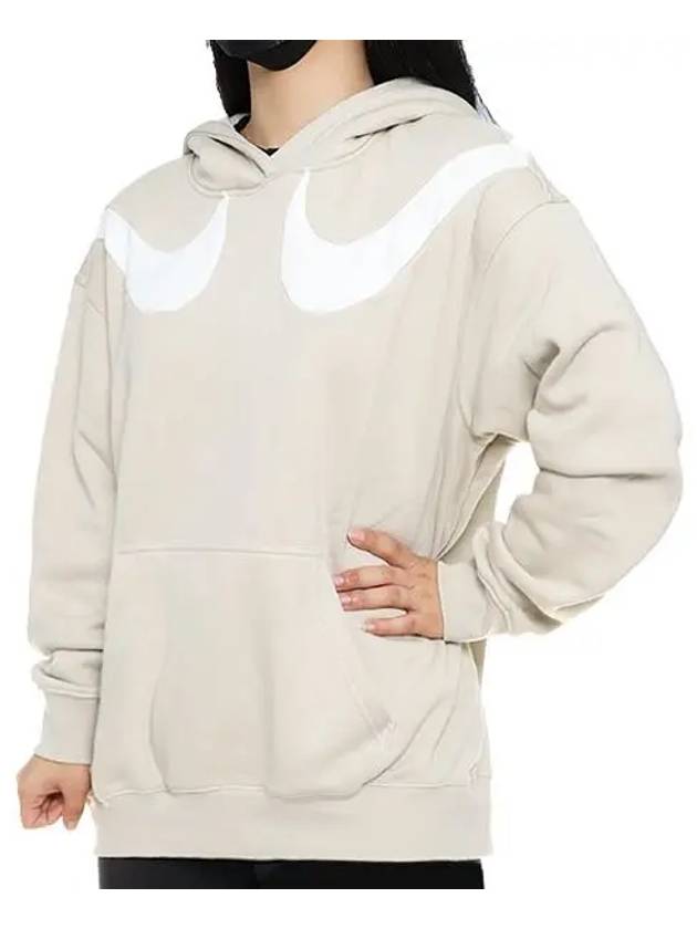 Sportswear Swoosh Fleece Pullover Hooded Top Beige - NIKE - BALAAN.