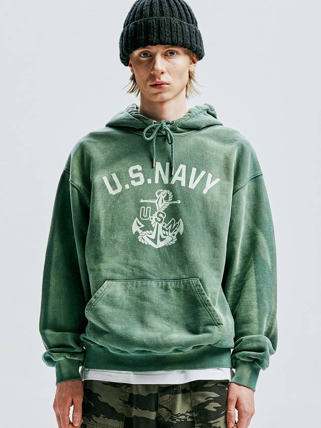 USN VTG Dying Hoodie Dusty Green - KND - BALAAN 6