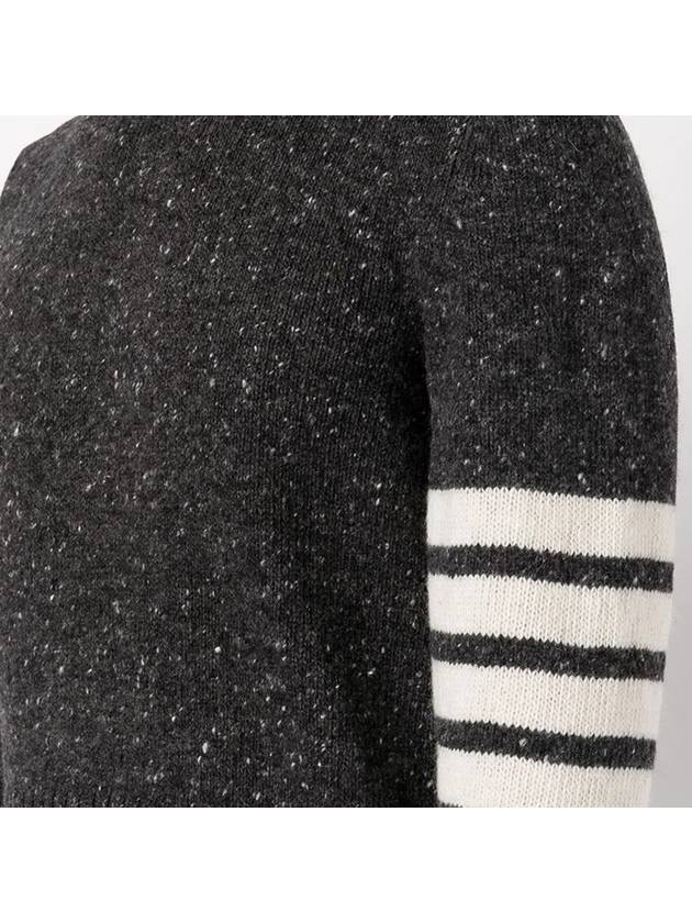 Diagonal Striped Mohair Wool Knit Top Dark Grey - THOM BROWNE - BALAAN 4