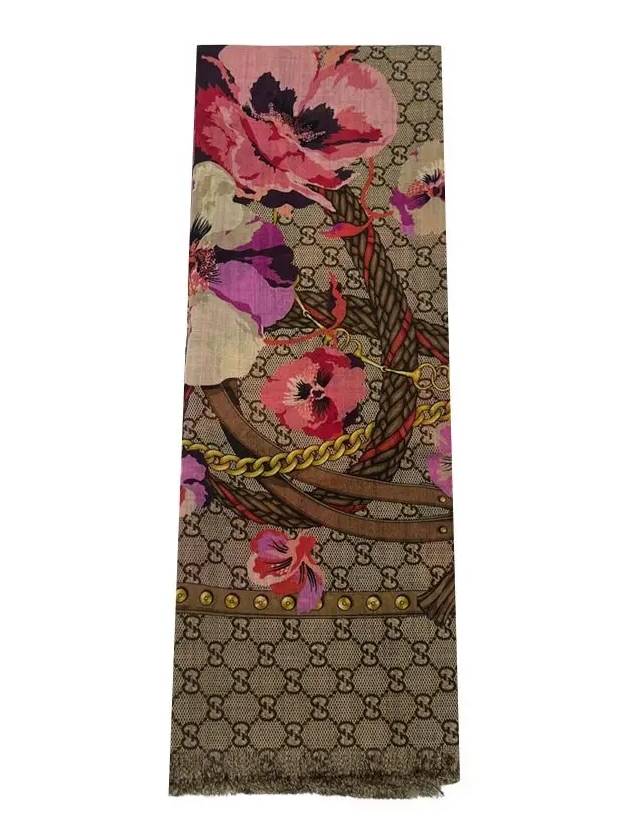 GG Flower Square Shawl Wool Muffler Pink - GUCCI - BALAAN 3