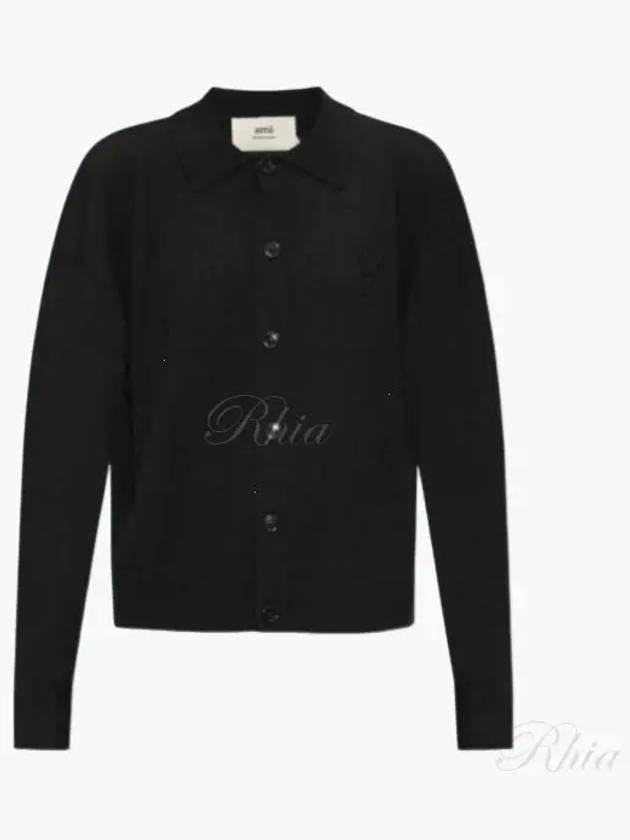 De Coeur Logo Wool Cardigan Black - AMI - BALAAN 2