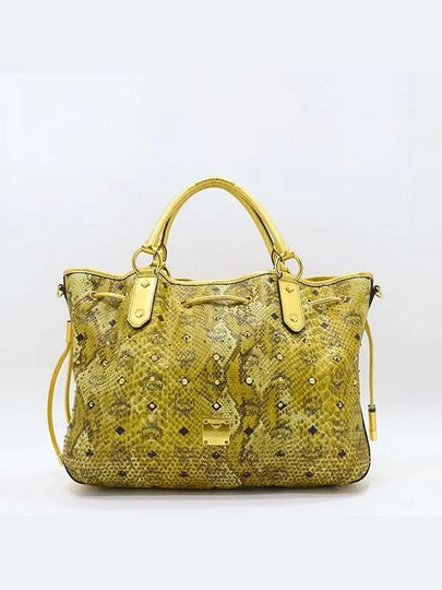 MCM MWD3SVG02YW001 Gold color python pattern printing stud decoration tote bag shoulder strap 2WAY - MCM - BALAAN 2