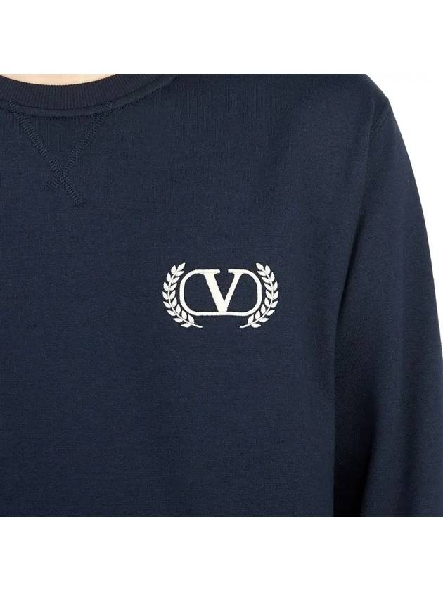 V Logo Embroidered Sweatshirt Navy - VALENTINO - BALAAN 5