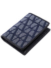 V Logo Folding Leather Half Wallet Navy Black - VALENTINO - BALAAN 6