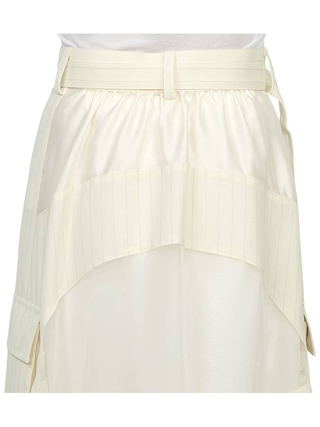 Chalk Stripe A Line Skirt White - SACAI - BALAAN 9