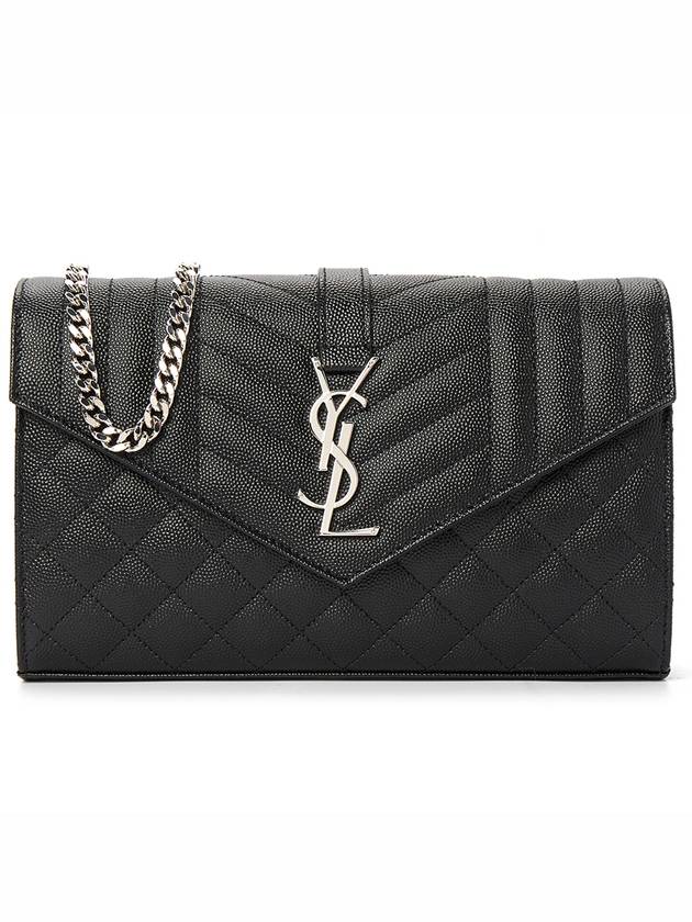 Matelasse Monogram Chain Cross Bag Black - SAINT LAURENT - BALAAN 2