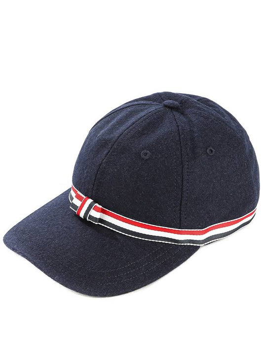 Bow Grosgrain Wool Flannel Ball Cap Navy - THOM BROWNE - BALAAN 2