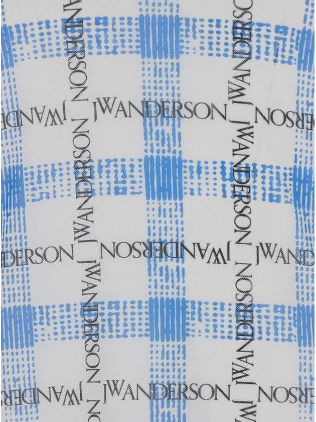 Light Blue Turtleneck T-Shirt With All-Over Check Motif And All-Over Logo Print In Tech Fabric Stretch Man - JW ANDERSON - BALAAN 3