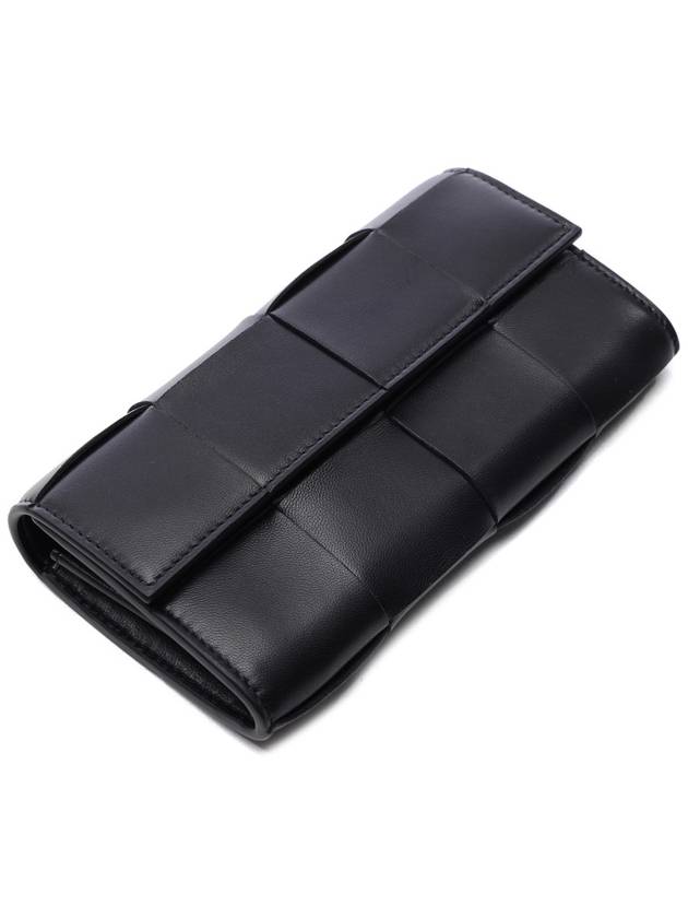 Cassette Flap Leather Long Wallet Black - BOTTEGA VENETA - BALAAN 6