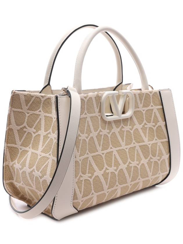 Toilet Econography Raffia Tote Bag Beige - VALENTINO - BALAAN 4