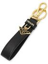 Saffiano Small Logo Charm Key Holder Black - PRADA - BALAAN 4