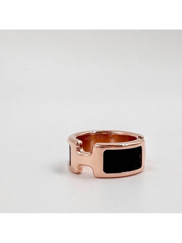 Olymp Ring Small Rose Gold S Size Noir H500058FD - HERMES - BALAAN 4