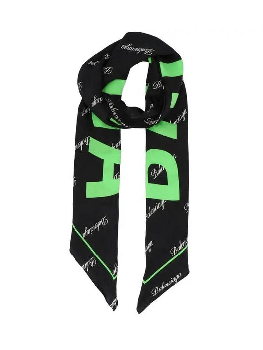 logo motif scarf black green - BALENCIAGA - BALAAN.