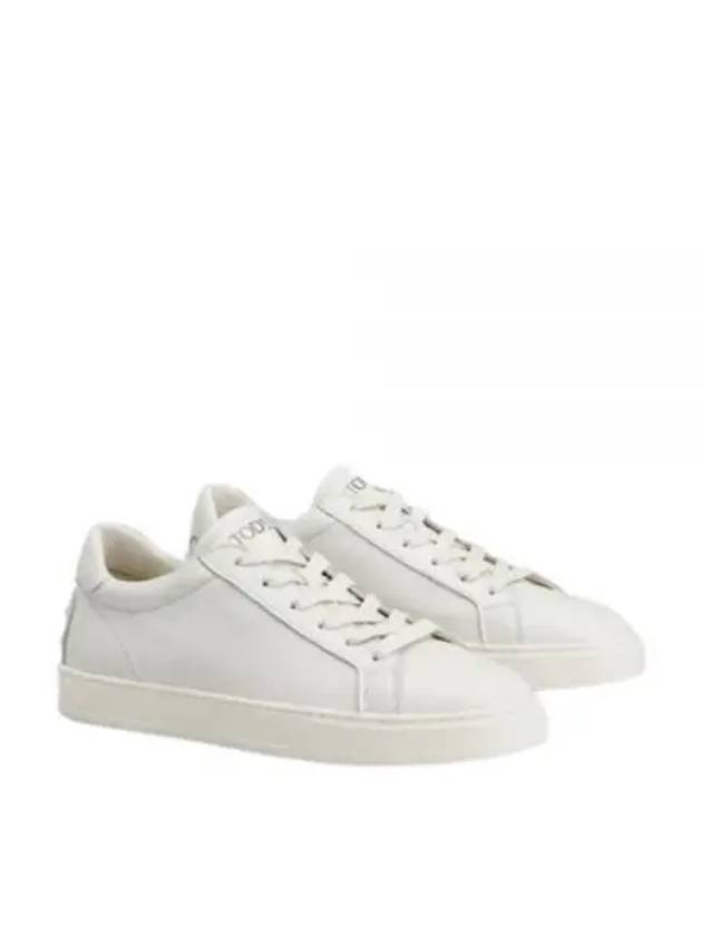 Men's Lace Up Leather Low Top Sneakers Milk White - TOD'S - BALAAN 2