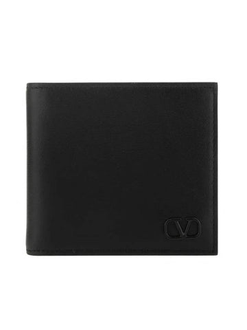 Men's V Logo Signature Half Wallet Black - VALENTINO - BALAAN 1