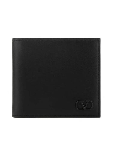 Men's V Logo Signature Half Wallet Black - VALENTINO - BALAAN 1