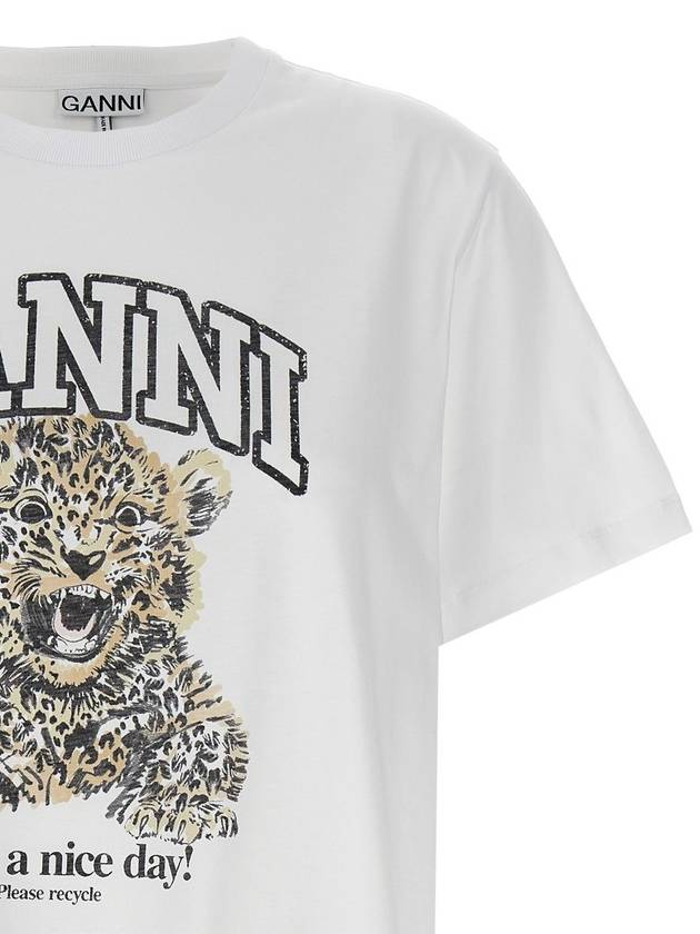 Logo Print Crew Neck Short Sleeve T Shirt White - GANNI - BALAAN 4