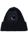 Lens Wappen Ribbed Wool Beanie Black - CP COMPANY - BALAAN 10