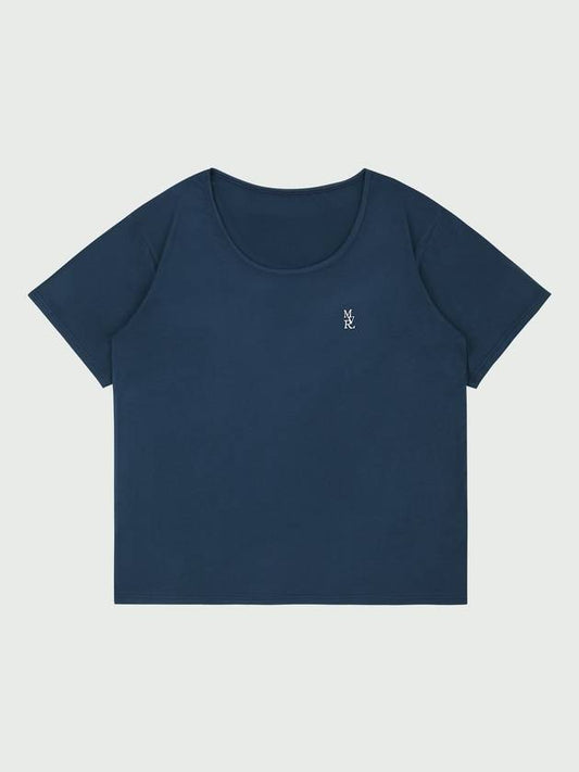 Unisex MVR Logo Wide Unneck T-Shirt Navy - MAVRK - BALAAN 2