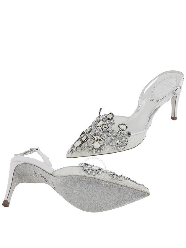 Rene Caovilla White Veneziana Lace Pointed-Toe Slingback Pumps, Brand Size 35 ( US Size 5 ) - RENE CAOVILLA - BALAAN 2