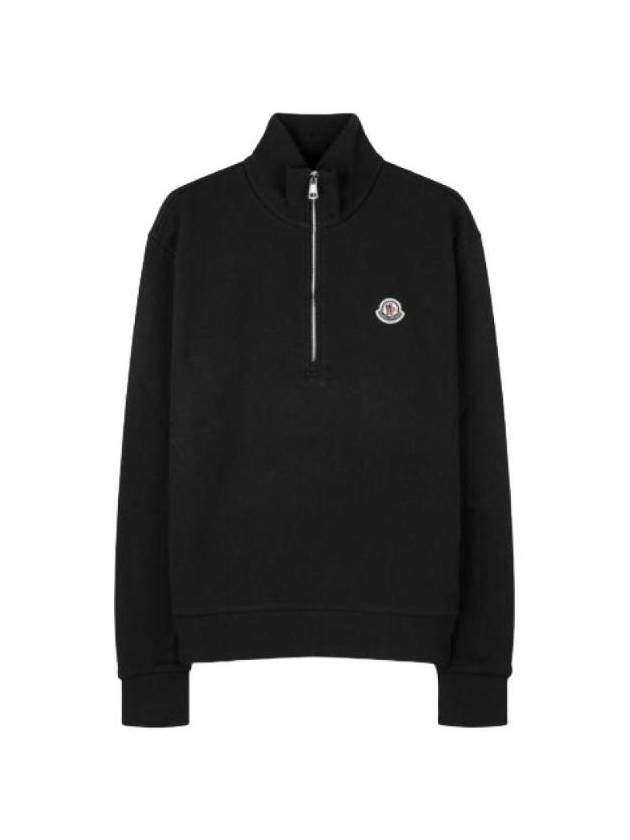 Logo Patch Half Zip Up Sweatshirt Black - MONCLER - BALAAN 1