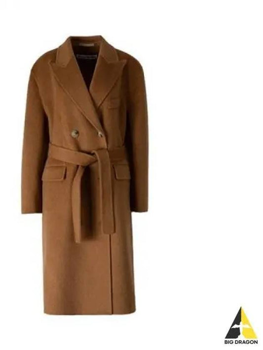Women s Belted Double Texture Coat Brown Charcoal A90522 - ACNE STUDIOS - BALAAN 1
