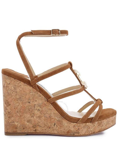 Jimmy Choo Ladies Cuoio Suede JC Emblem 110 Wedges, Brand Size 38 (US Size 8) - JIMMY CHOO - BALAAN 1