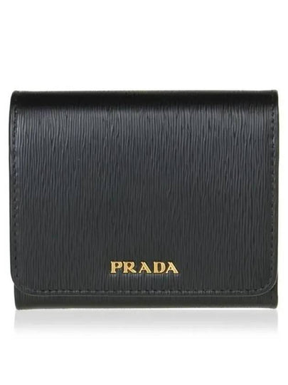 Vitello Gold Logo Tri-Fold Half Wallet Red Black - PRADA - BALAAN 2