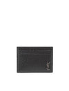 Logo Plaque Leather Card Wallet Black - SAINT LAURENT - BALAAN 2