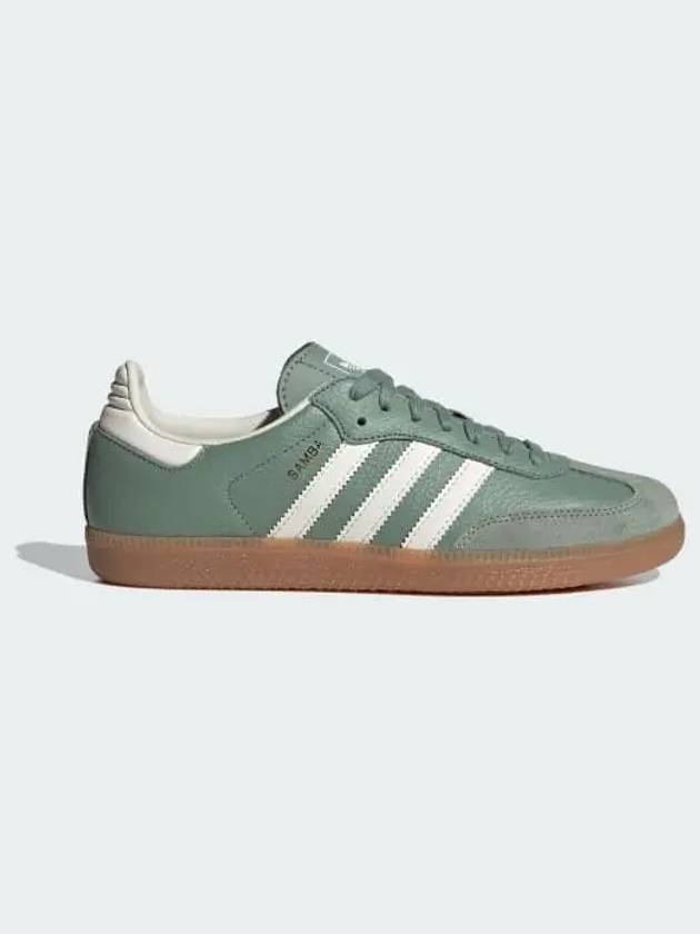 Samba OG Leather Low Top Sneakers Silver Green - ADIDAS - BALAAN 2